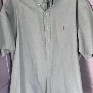 Ralph Lauren Light Blue Cotton Shirt men’s XL. Longer back hem.  Classic Blake